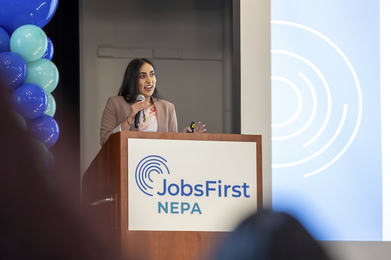 The launch opened with remarks from Shanie Mohamed, Founding Executive Director, JobsFirst NEPA, who reflected on the journey to launch: “JobsFirst NEPA is the result of years of regional learning to inform the need for this infrastructure.
